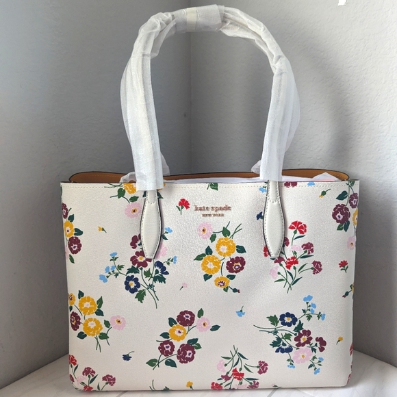 Kate Spade All Day Bouquet Toss Floral LARGE Tote Shopper Bag+Matching Zip Pouch - Picture 2 of 7